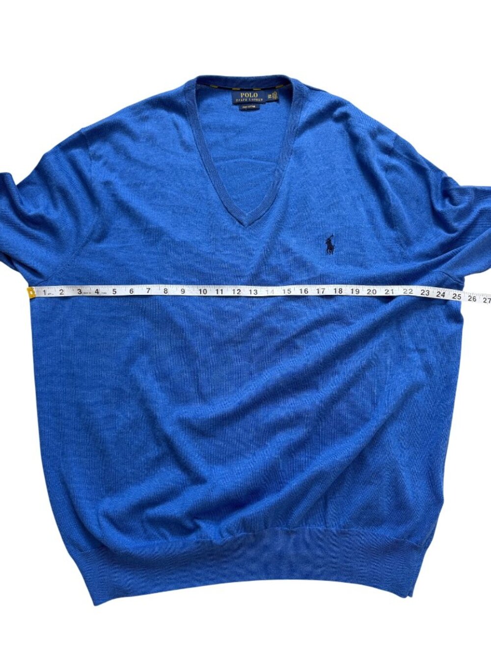 Polo Ralph Lauren Mens Size 2XB Pull-Over Sweater Blue Pony V-Neck Pima Cotton - Picture 5 of 7